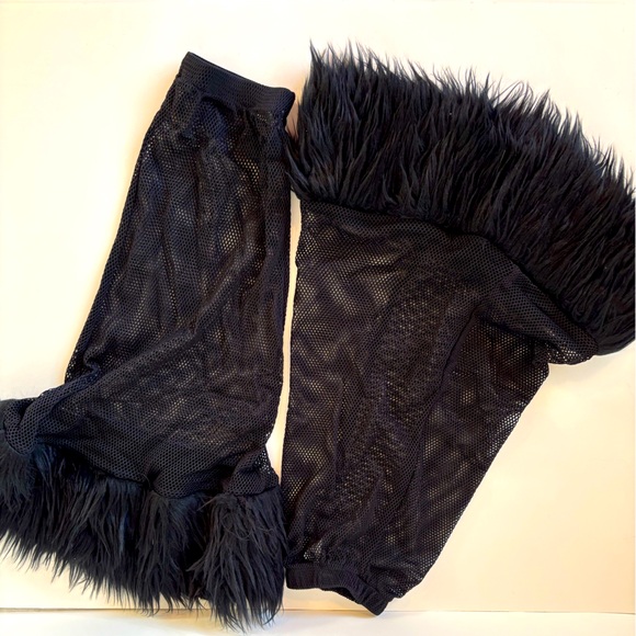 NWOT! RAVE FESTIVAL BLACK & FISHNET BOOT LEG COVERS - Picture 1 of 5